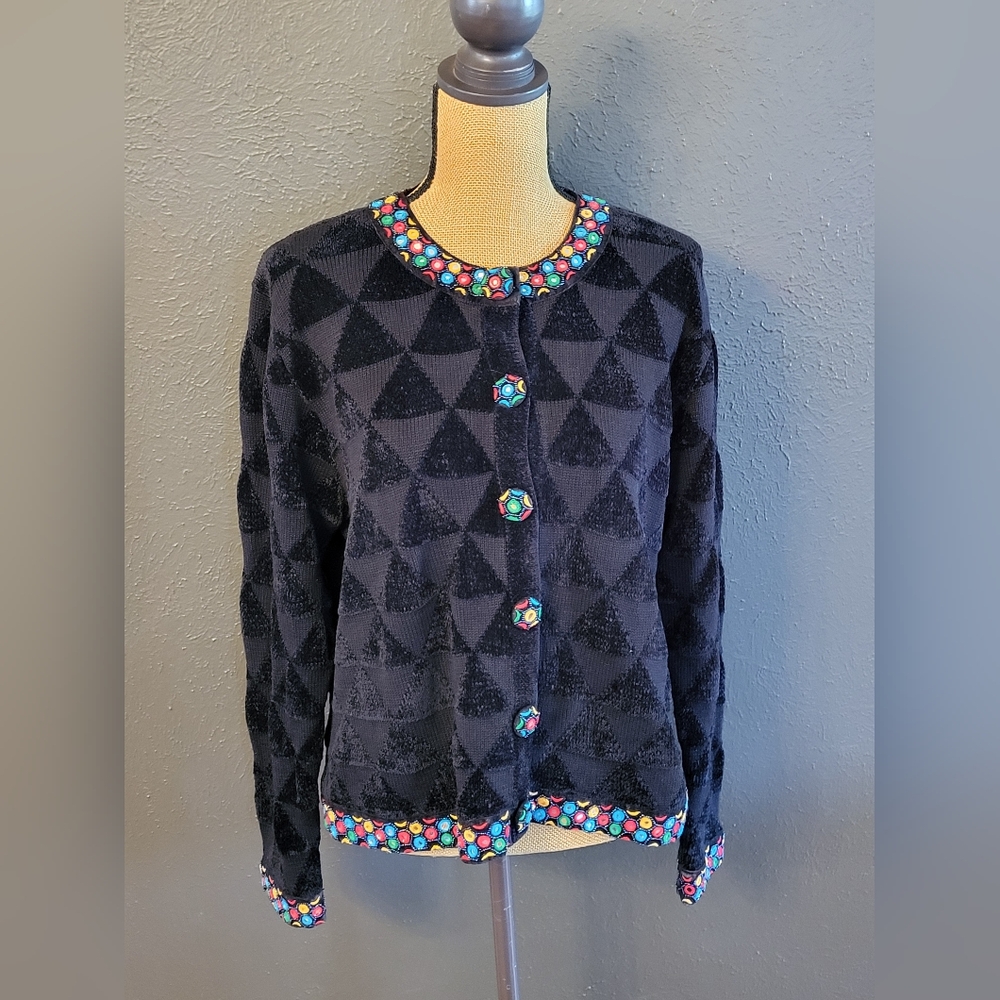 Berek By Takako Sakon Xlarge Black Cotton-blend Cardigan